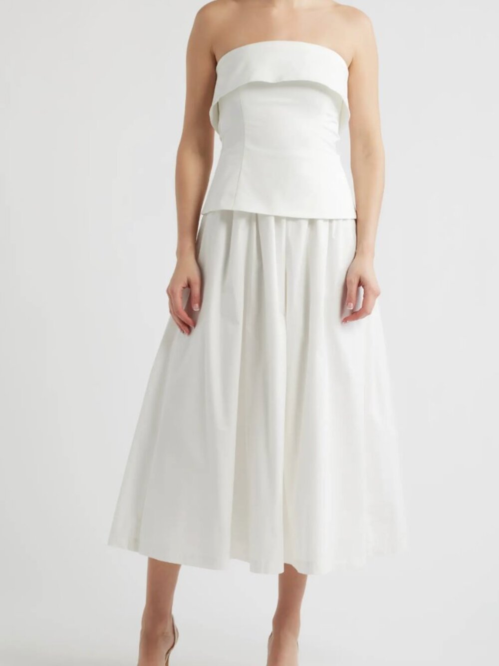 En Saison Arden Strapless Mixed Media Dress Bridal White Wedding - Size Medium